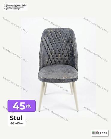Stul – 40×45 sm - Yumşaq oturacaq və bel hissəsi: almaz naxışlı