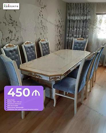 Masa Dəsti - Ölçülər: 100 x 200 sm - Mexanizm: Açılmayan - Stul sayı
