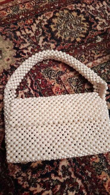Çantalar: Mirvari fakturalı əl işi çanta - Material: Süni mirvari boncuklardan — 8