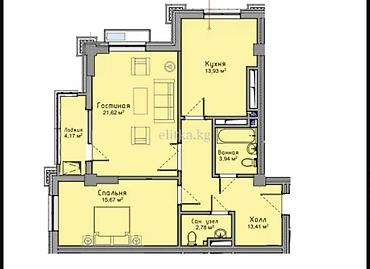 елисей: 2 комнаты, 75 м², Асанбай мкр Элитка, 4 этаж, ПСО (под самоотделку) — 3