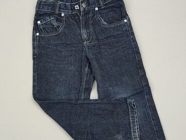 jeansy z wysokim stanem pull and bear: Spodnie jeansowe, Lupilu, 4-5 lat, 104/110, stan - Zadowalający