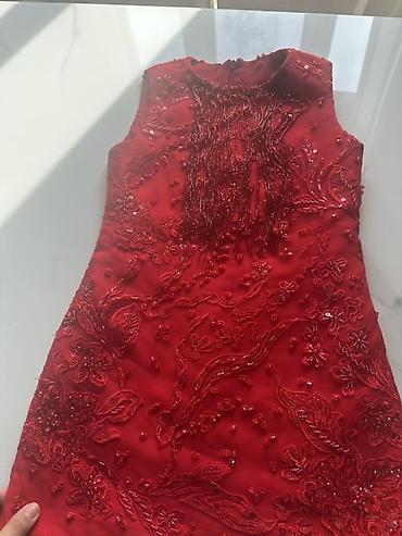 yeni model donlar: Qırmızı rəngdə qız uşağı üçün zərif don - Model: qolsuz, düz kəsim - — 4