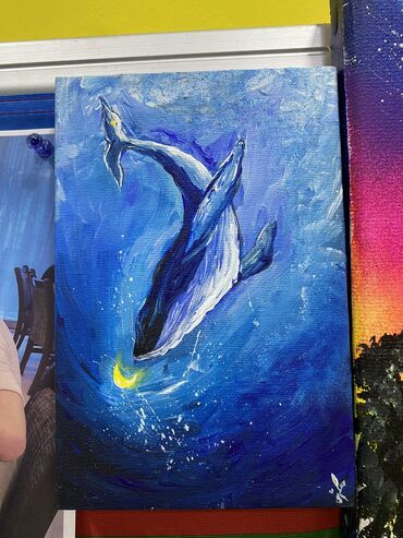 boya aletleri: Resm eseri balina
Akril boya ile
Olchu 10x15