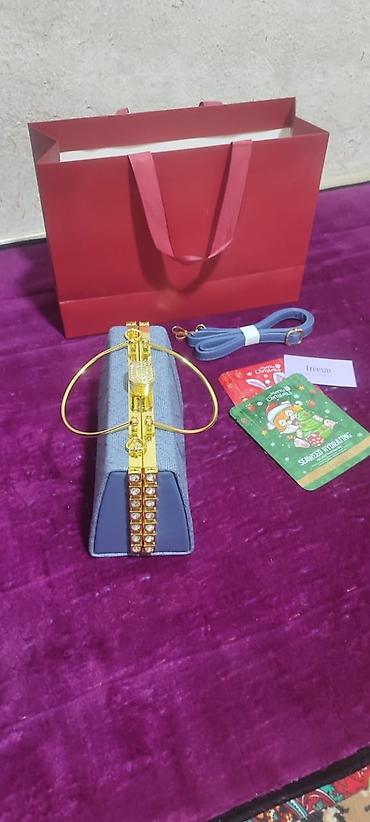 Клатчи: Мини-сумка-клатч с украшенной рамкой - Цвет: серо-голубой - Формат — 2