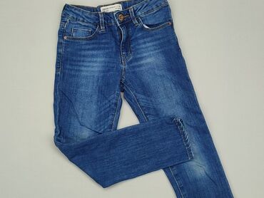 jeansy o kroju straight fit: Spodnie jeansowe, Zara, 7 lat, 122, stan - Dobry
