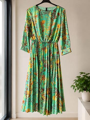 - Qadın paltarı – midi uzunluq, floral naxışlı - Rəng: canlı yaşıl fon lalafo.az -da - Qadın paltarı – midi uzunluq, floral naxışlı - Rəng: canlı yaşıl fon