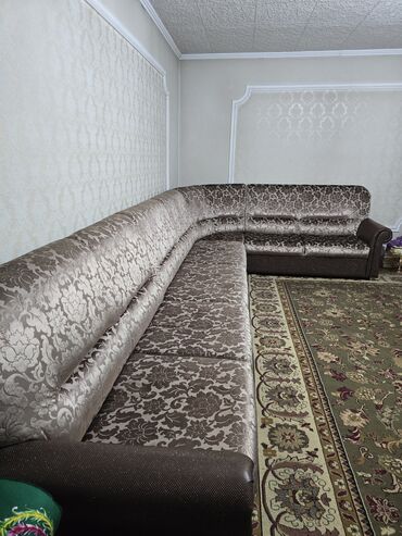 домашняя мебель: Угловой диван, цвет - Коричневый, Б/у