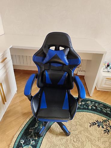 ofis kreslolar: Oyun/ofis kreslosu – ergonomik dizayn, qara-mavi rəng. Vəziyyəti — 4