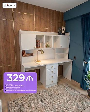 Mebel: Düz masa, Stulsuz, Polkalı, Siyirməli, Sadə laminat — 1