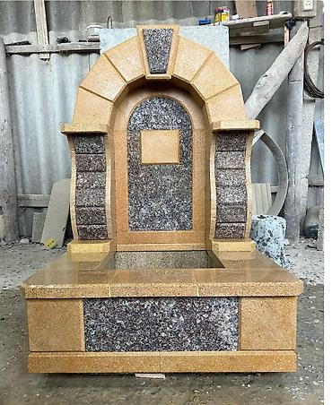 dekor sar: Qumtaşı və qranitdən hazırlanmış məzar abidəsi - Material: sarı tonlu — 4
