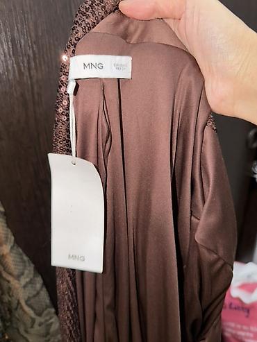 жакет mango: Костюм MANGO (MNG) с пайетками, шоколадно-коричневый. Размер М — 3