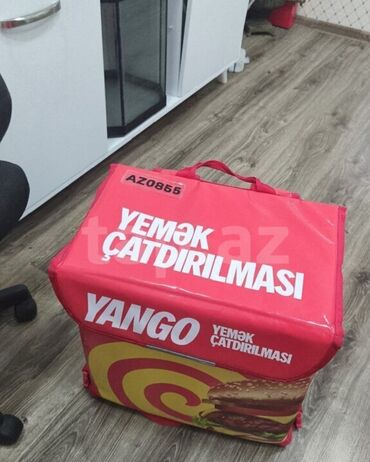 Фритюры: Yango Yemək Çatdırılması üçün termal çanta - Brendli, qırmızı rəngli