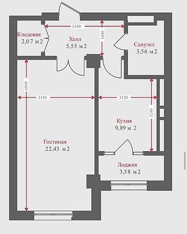 artwin: 1 комната, 45 м², Технопарк Элитка, 7 этаж, ПСО (под самоотделку) — 7