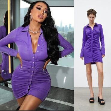 haljine novogodisnje: Zara M (EU 38), color - Lilac, Other style, Long sleeves