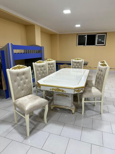 Stullar: Qonaq otağı üçün, Yeni, Açılmayan, Oval masa, 6 stul