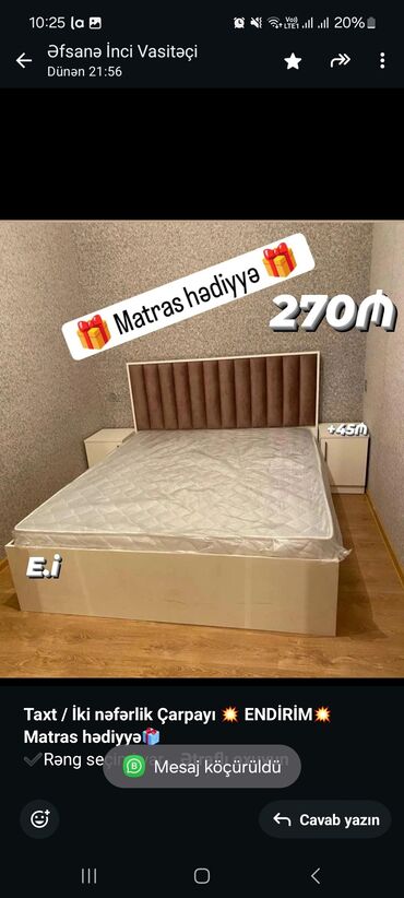 iki neferlik yataq: *Taxt / İki nəfərlik Çarpayı 💥 ENDİRİM💥* *Matras hədiyyə🎁* ✔️Rəng