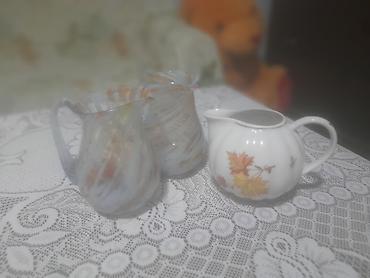 fen qabi: Süd qabları dəsti - 3 ədəd süd/kremer qabı - Material: 2 ədəd şüşə — 1