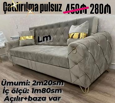 carpayı divan: Açılan mexanizmi və bazası olan yumşaq divan. - Ümumi ölçü: 2 m 20 — 1