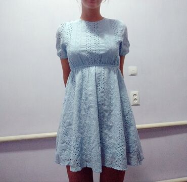 голубое платья: Повседневное платье, Лето, Короткая модель, Хлопок, XS (EU 34), S (EU 36)