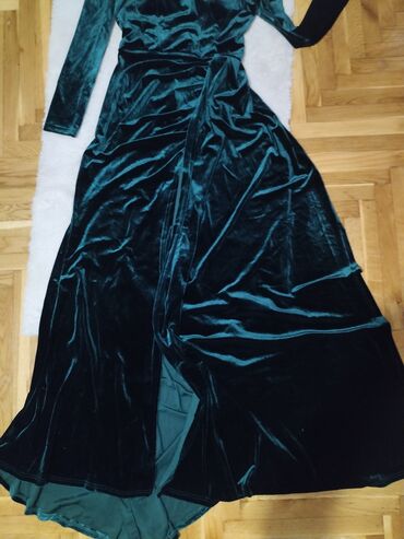 Haljine: Duga večernja haljina od baršuna – tamnozelena (smaragdna) - — 4