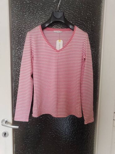 pink bluza: L (EU 40), Pamuk, Prugasti, bоја - Bela