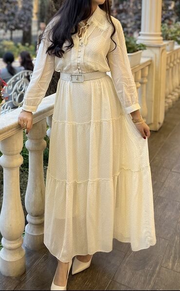 платье на свадьбу подруги зимой: Вечернее платье, Коктейльное, Длинная модель, Шифон, С рукавами, S (EU 36)