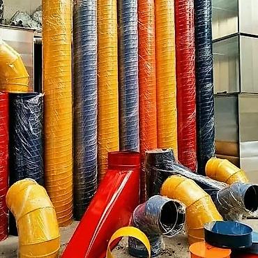 Havalandırma: Qırmızı rəngdə olan havalandırma boruları sistemi. Bu sistem, hava — 6