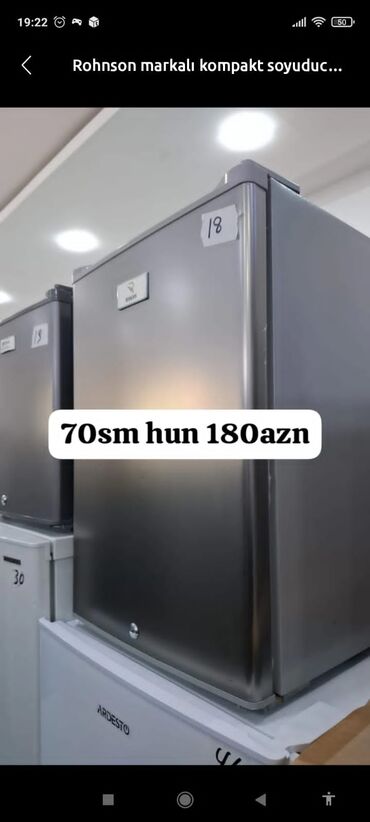 Kondisionerlər: Rohnson markalı kompakt soyuducu - Rəng: gümüşü (inox tərzi) - Ölçü