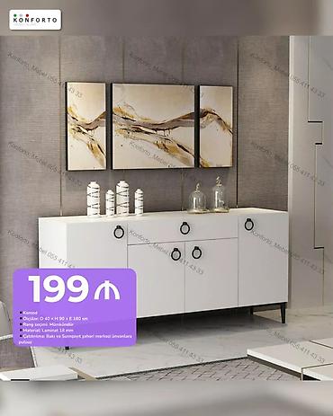 ucuz kamot: Ağ rəngli, modern dizaynlı komod - Ölçülər: Dərinlik 40 sm × — 1
