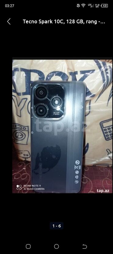 Tecno: Tecno Spark 10C, 128 GB, rəng - Göy, Face ID