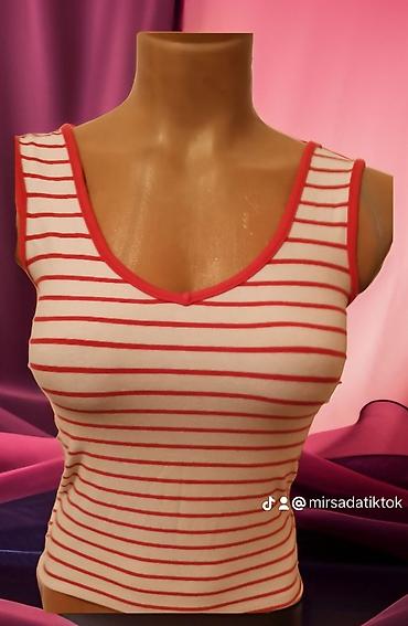 Topovi: Ženski letnji topovi – više modela - Crveno-beli prugasti top na — 3