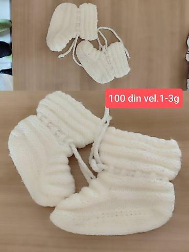 grcke sandale: Pletenе bele čizmice/kapice za bebe i malu decu. - Materijal: mekana — 1