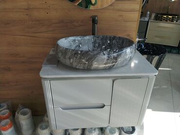 das tozu: Modern vann otağı komplekti – daş qab lavabo və dolab - Üst hissə