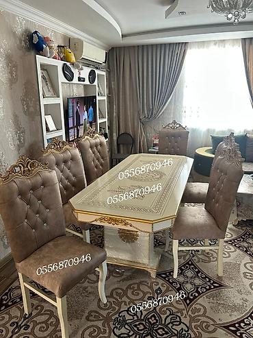 ders masa: Qonaq otağı üçün, Yeni, Açılmayan, Oval masa, 6 stul — 6