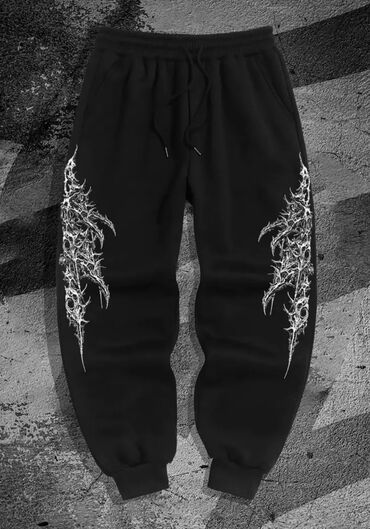 Köynəklər: Qara rəngli unisex idman şalvarı - Dizayn: Hər iki balaq boyunca