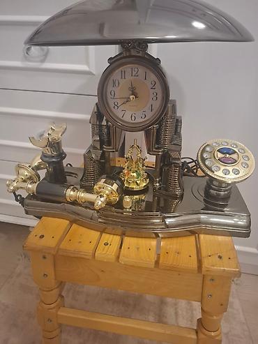 hamam dekoru: Retro üslubda masaüstü lampa, inteqrasiya olunmuş saat və dekorativ — 6