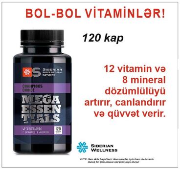 centrum vitamin terkibi: Yüksək maqnezium və kalsium tərkibli Siberian Super Natural Sport
