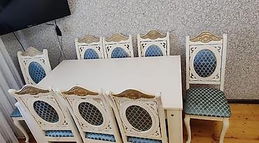 masa ve stullar: A*Masa + 8 stul satilir* *qiyməti 280₼* *ünvan Sabunçu — 1