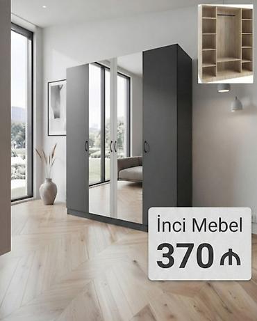 embawood dolab: Yeni, 3 qapılı, Güzgülü, Boz, Açılan, Düz dolab — 1