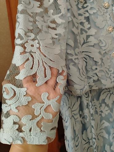 parca cantalar: Mavi krujeva qadın dəsti – pencək + ətək - Rəng: açıq mavi (pastel) - — 8