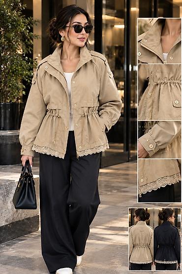 тренч женский выкройка: Женская куртка-тренч Kashmir Luxury Store - Силуэт: укороченный тренч — 2