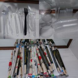 купить пластиковую посуду: Ложки пластиковые 7шт. Палочки для еды 93шт. Вилки пластиковые 14шт