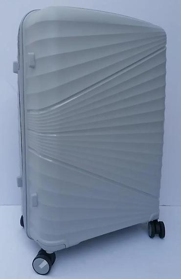 Putni koferi i torbe: Veliki kofer na točkiće – tvrda školjka, sivi - Materijal: tvrda — 6