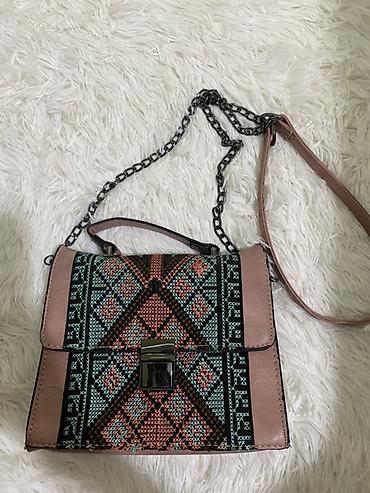 tozlu aksesuar instagram: Etno naxışlı çiyin/çapraz çanta - Rəng: toz çəhrayı korpus, qara əsas — 1