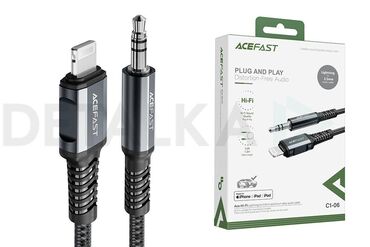 переходник на lightning: Переходник кабель ACEFAST C1-06 серый (Jack 3.5mm - Lightning) 1м