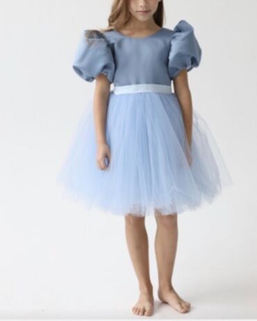 детская юбка: Детское платье, цвет - Голубой, Б/у