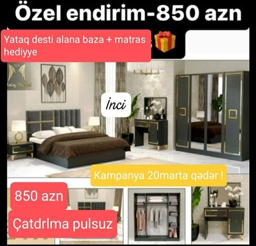 metbex kunc divan: 2 təknəfərlik çarpayı, Dolab, Termo, 2 tumba, Azərbaycan, Yeni