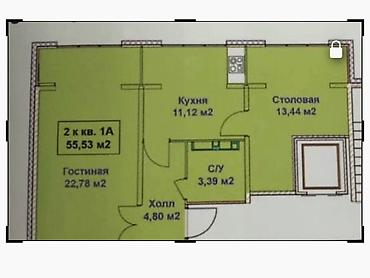 оптима ск: 2 комнаты, 56 м², Киргизия 1 107 серия, 2 этаж, ПСО (под самоотделку) — 3