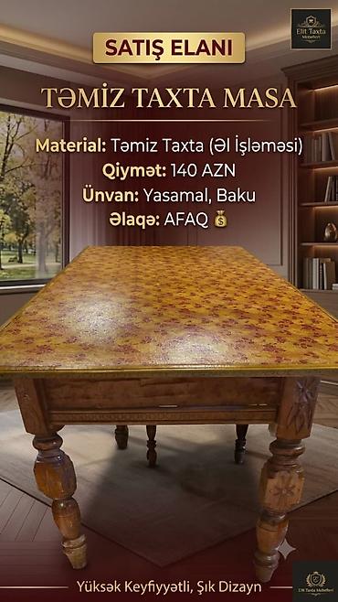 140 Azn El isi Taxta materialdan Masa əla veziyyetde.Acilanda 2