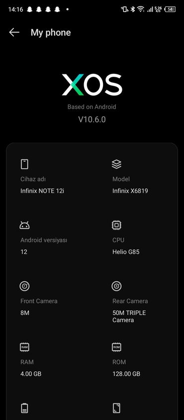 infinix zero 20: Infinix Note 12i, 128 GB, rəng - Göy